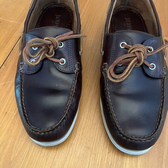 Men's J Crew Leather Boat Shoes Brown Size 10 NWOT - Picture 2 of 10